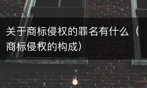 关于商标侵权的罪名有什么（商标侵权的构成）