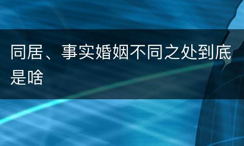 同居、事实婚姻不同之处到底是啥