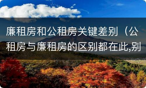 廉租房和公租房关键差别（公租房与廉租房的区别都在此,别再搞错了!）