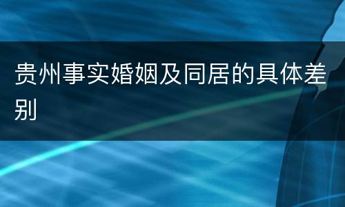 贵州事实婚姻及同居的具体差别