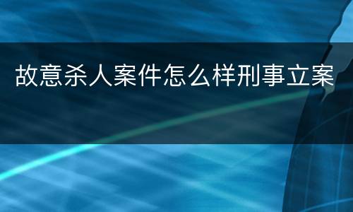 故意杀人案件怎么样刑事立案