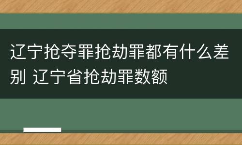 辽宁抢夺罪抢劫罪都有什么差别 辽宁省抢劫罪数额