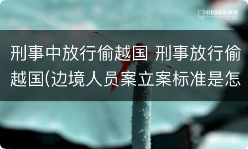 刑事中放行偷越国 刑事放行偷越国(边境人员案立案标准是怎样的