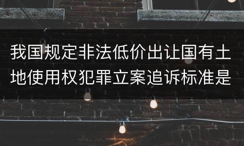 我国规定非法低价出让国有土地使用权犯罪立案追诉标准是怎样的