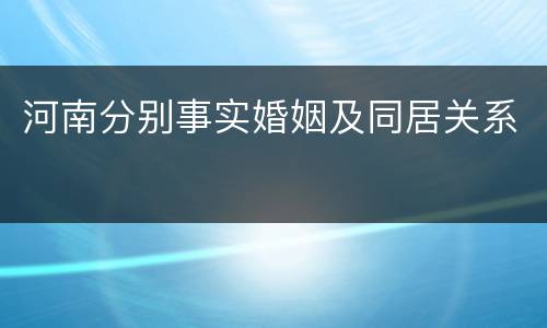 河南分别事实婚姻及同居关系