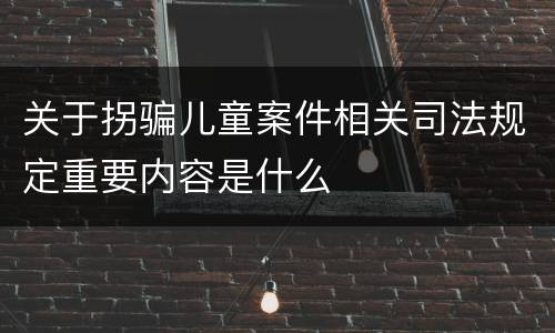 关于拐骗儿童案件相关司法规定重要内容是什么