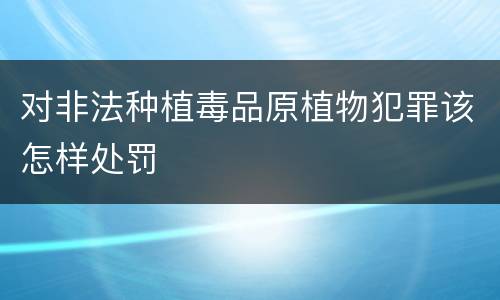 对非法种植毒品原植物犯罪该怎样处罚