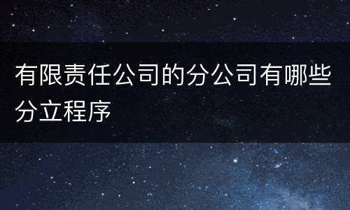 有限责任公司的分公司有哪些分立程序