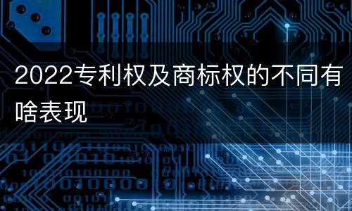 2022专利权及商标权的不同有啥表现