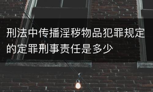 刑法中传播淫秽物品犯罪规定的定罪刑事责任是多少