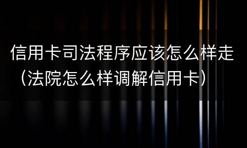 信用卡司法程序应该怎么样走（法院怎么样调解信用卡）