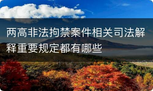 两高非法拘禁案件相关司法解释重要规定都有哪些