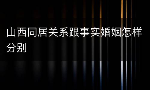 山西同居关系跟事实婚姻怎样分别