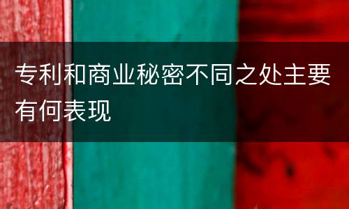 专利和商业秘密不同之处主要有何表现