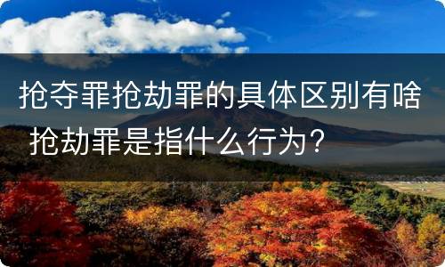 抢夺罪抢劫罪的具体区别有啥 抢劫罪是指什么行为?