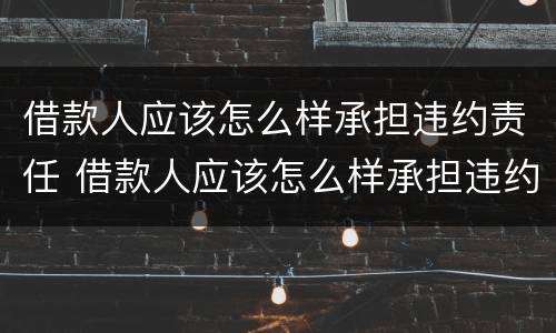 借款人应该怎么样承担违约责任 借款人应该怎么样承担违约责任呢