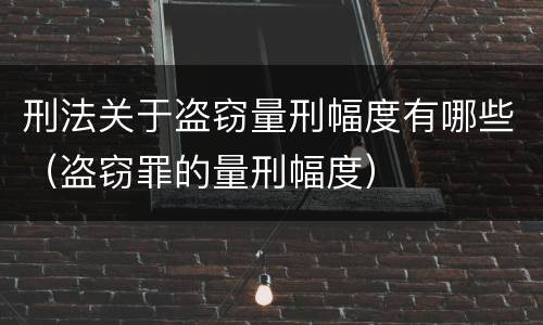 刑法关于盗窃量刑幅度有哪些（盗窃罪的量刑幅度）