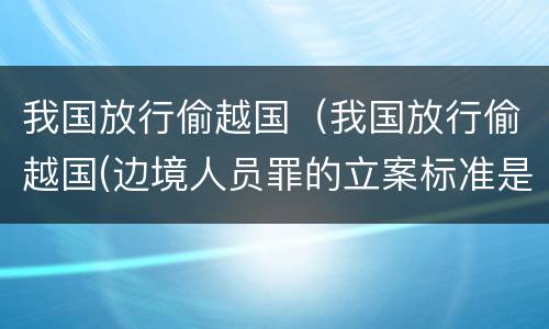 我国放行偷越国（我国放行偷越国(边境人员罪的立案标准是怎么规定）