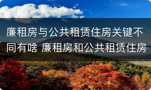 廉租房与公共租赁住房关键不同有啥 廉租房和公共租赁住房