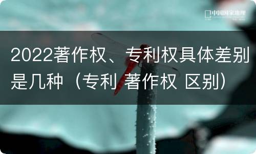 2022著作权、专利权具体差别是几种（专利 著作权 区别）