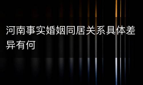 河南事实婚姻同居关系具体差异有何