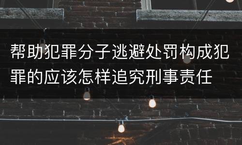 帮助犯罪分子逃避处罚构成犯罪的应该怎样追究刑事责任