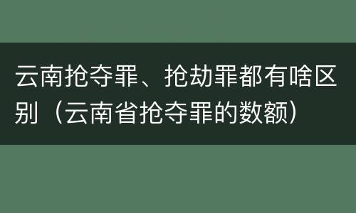 云南抢夺罪、抢劫罪都有啥区别（云南省抢夺罪的数额）