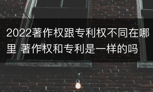 2022著作权跟专利权不同在哪里 著作权和专利是一样的吗