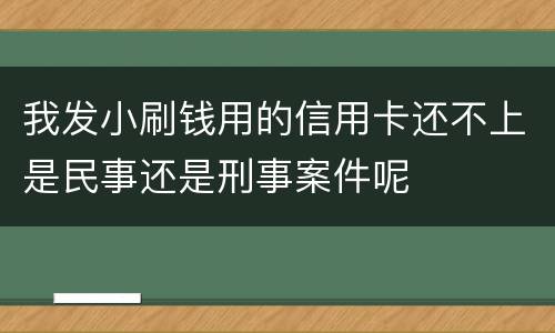 我发小刷钱用的信用卡还不上是民事还是刑事案件呢