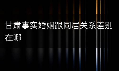 甘肃事实婚姻跟同居关系差别在哪